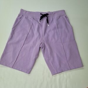 PHENOM Men Lavender Athletic Sweat‎ Shorts Drawstring Pockets L Front Seamed